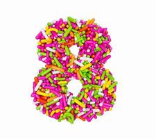Digit 8 made of Colorful Sprinkles Numeric Eight Number Rainbow sprinkles 3d illustration photo