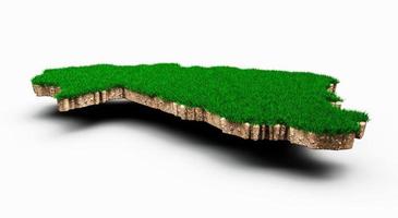 Burkina Faso Map soil land geology cross section with green grass and Rock ground texture 3d illustration photo