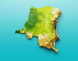 Congo Map Shaded relief Color Height Congo Basin map on the sea Blue Background 3d illustration photo