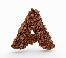 Letter A made of chocolate Coated Beans Chocolate Candies Alphabet Letter A 3d illustration photo