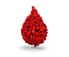 gota de glóbulos rojos aislado día mundial del donante de sangre, 14 de junio, ilustración 3d foto