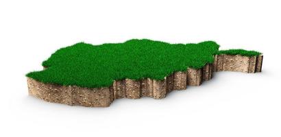 Afghanistan Map soil land geology cross section with green grass and Rock ground texture 3d illustration photo