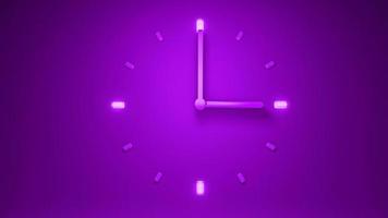 Ilustración 3d de tiempo de reloj púrpura retroiluminado Representación 3d sutil foto