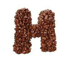 letra h hecha de trozos de chocolate piezas de chocolate letra del alfabeto h ilustración 3d foto