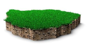 Zimbabwe map soil land geology cross section with green grass and Rock ground texture 3d illustration photo