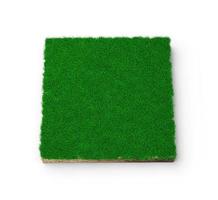 Square of green grass field over white background green grass and Rock ground texture cross section with 3d illustration photo