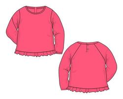 Baby girls Dress design fashion flat sketch vector illustration pink Color template