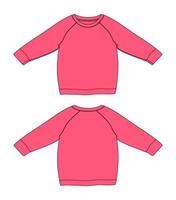 Raglan Long sleeve sweatshirt technical fashion flat sketch vector illustration purple color template for women's