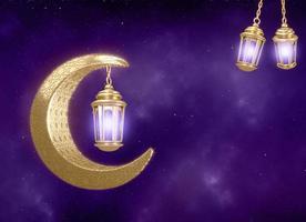 Eid Mubarak Background Card Illustration, Wishing for Islamic festival background 3d illustration photo