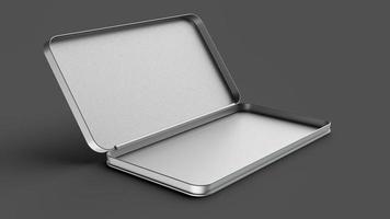Rectangle Silver pencil box on Dark background blank stainless box for pencil or stationery isolated 3d illustration photo
