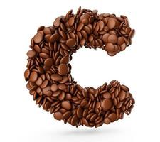 Letter C made of chocolate Coated Beans Chocolate Candies Alphabet Word C 3d illustration photo