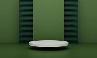 Abstract geometry shape background. Green and White podium minimalist mock up scene. 3d rendering photo