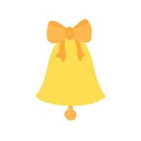 Hand drawn Bell icon with ribbon in flat style. Cartoon bell vector icon for web design isolated on white background.