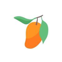 Hand drawn vector illustration of a mango in flat style. Cute illustration of a fruit on a white background.