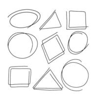 Hand drawn scribble set. Collection of frames. Isolated on white background vector illustration.