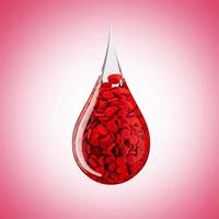 Blood drop icon with cells 3d render concept for world blood donation day 3d illustration photo