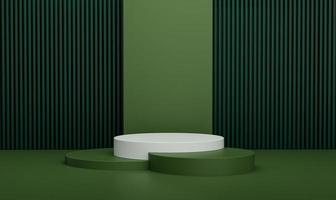 Abstract geometry shape background. Green and White podium minimalist mock up scene. 3d rendering photo
