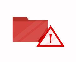 carpeta o archivo malicioso en el sistema de archivos de la computadora infectado con virus de malware o pirateado con señal de alerta concepto rojo ilustración vectorial vector