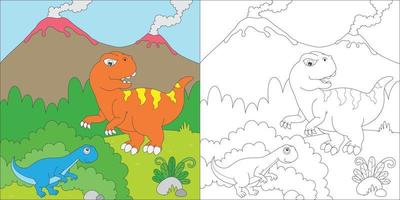 colorear trex jugando al escondite vector