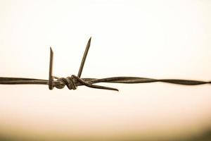 Close up of Barbed wire in the sky background photo