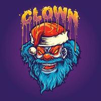 Scary santa clown hat with Hand lettering Illustrations vector