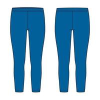 Leggings Technical fashion flat sketch vector illustration Blue color template