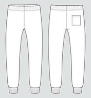 Sweatpants technical fashion flat sketch vector illustration template front back views