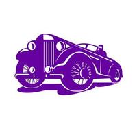 vintage coupe car and driver with scarf vector