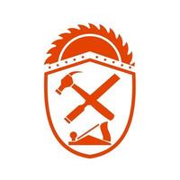 Crossed Hammer and Rasp Tools Crest Retro vector