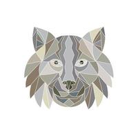 lynx cat head front low poly vector