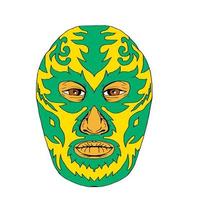 Luchador Mask Flame Fire Bolt Drawing vector