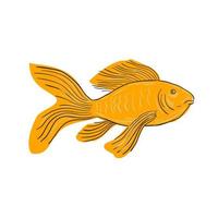 dibujo de natación koi mariposa dorada vector