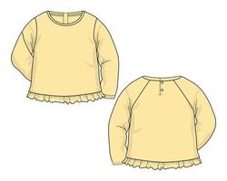 Baby girls Dress design fashion flat sketch vector illustration yellow Color template