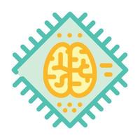 brain microchip artificial intelligence color icon vector illustration