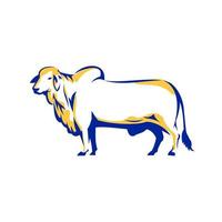 Brahman Bull Side View Retro vector