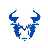 Yak Head Front Retro vector