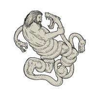 Hercules Fighting  Lernaean Hydra  Drawing