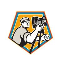 Cameraman Vintage Movie Film Camera Crest Retro vector