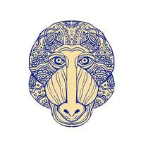 Mandrill Head Front Mandala vector