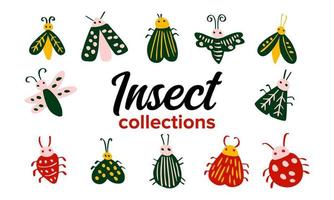 colección de vectores de insectos simples aislados