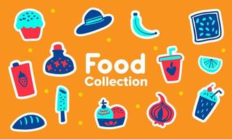 Sticker food collection shape Colorful vector graphic collection