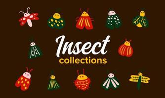 colecciones de vectores de insectos dibujados a mano