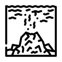 volcán bajo la línea de agua icono vector ilustración