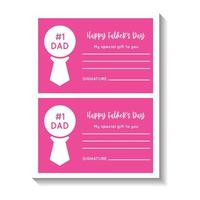 Fathers Day Coupon Book for Dad. Gift Coupon Card or Gift Certificate Printable vector