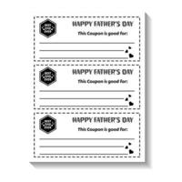 Fathers Day Coupon Book for Dad. Gift Coupon Card or Gift Certificate Printable vector