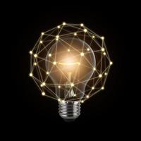 Thinking and creative concept, Light bulb on dark background, Efficient Networking Ideas photo