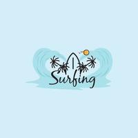 surfing surfboard beach waves holidays logo vector icons symbols illustration design