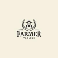 granjero jardín aislado trigo estilo retro logo vector icono símbolo ilustración diseño