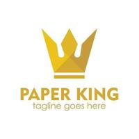 Paper King logo design template with crown icon, simple and elegant. perfect for business, company, mobile, store, etc. vector