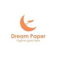 Dream Paper logo design template with moon icon simple and unique. perfect for business, company, mobile, store, etc. vector